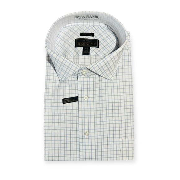 Jos. A. Bank Reserve Men’s Dress Shirt 20-36 Blue Windowpane Plaid NWT - Picture 1 of 5